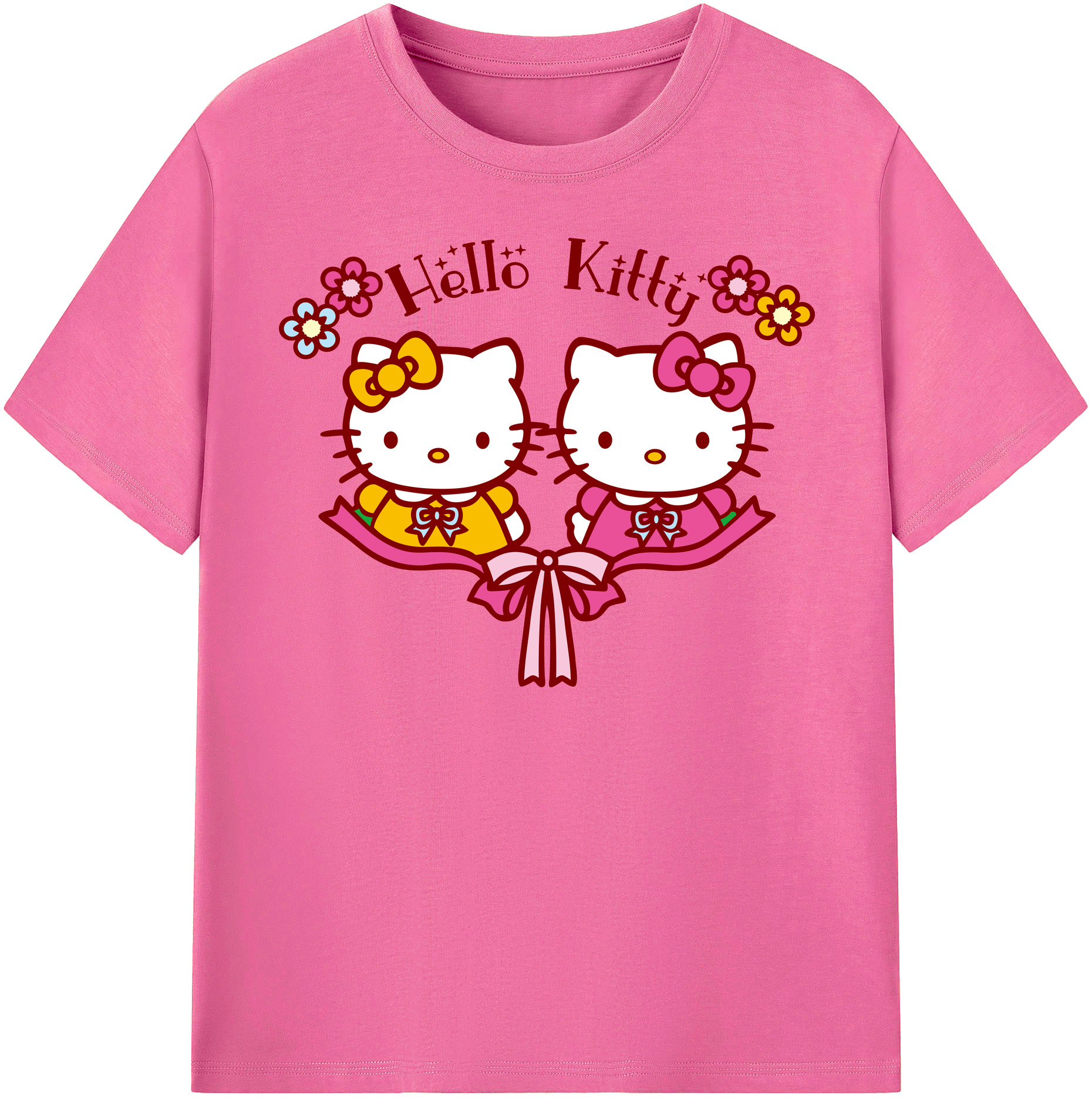 （画像用） Hello Kitty ハローキティ レディースカジュアルプリントTシャツ（綿100％）